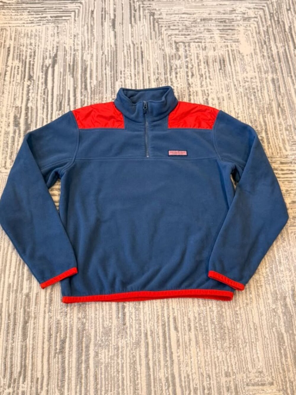 Vineyard Vines men's medium blue/red Fleece Shep Warm Pullover MSRP $130